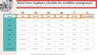 Retail Store Employee Schedule For Workflow Management