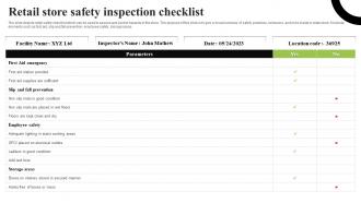 Retail Store Safety Inspection Checklist