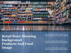 Retail store showing background products and food image