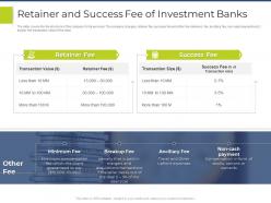 Retainer and success fee of investment banks pitchbook for general advisory deal ppt microsoft