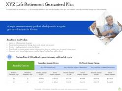 Retirement planning xyz life retirement guaranteed plan ppt infographics master slide