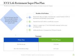 Retirement planning xyz life retirement super plus plan ppt infographics master slide
