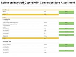 Return on invested capital with conversion rate assessment