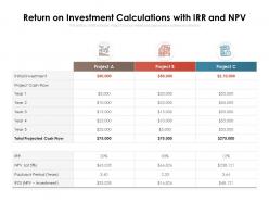 Return on investment calculations with irr and npv
