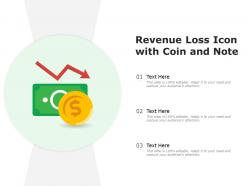Revenue loss icon with coin and note