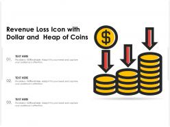 Revenue loss icon with dollar and heap of coins