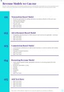 Revenue Models We Can Use Business Playbook One Pager Sample Example Document