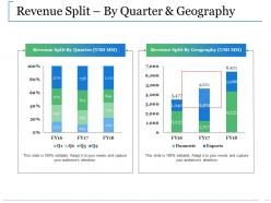 Revenue split by quarter and geography ppt slides layouts