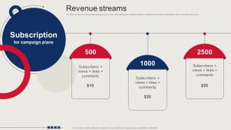Revenue Streams Video Promotion Company Investor Funding Elevator Pitch Deck