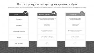 Revenue Synergy Vs Cost Synergy Comparative Analysis
