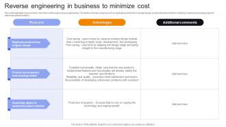 Reverse Engineering In Business To Minimize Cost