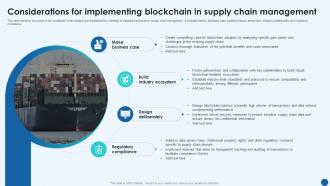 Revolutionizing Supply Chain Considerations For Implementing Blockchain In Supply Chain BCT SS