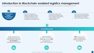 Revolutionizing Supply Chain Introduction To Blockchain Enabled Logistics Management BCT SS