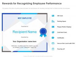 Rewards For Recognizing Employee Performance Ppt Powerpoint Presentation Ideas Vector