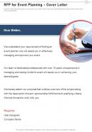 Rfp For Event Planning Cover Letter One Pager Sample Example Document