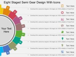 Rg eight staged semi gear design with icons flat powerpoint design