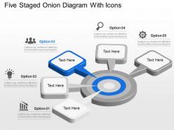 Rh five staged onion diagram with icons powerpoint template