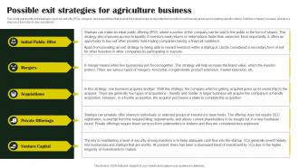 Rice Farming Business Possible Exit Strategies For Agriculture Business BP SS