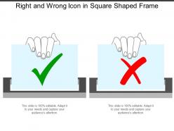 Right and wrong icon in square shaped frame