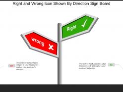 Right and wrong icon shown by direction sign board