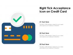 Right tick acceptance icon on credit card