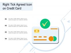 Right tick agreed icon on credit card