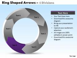 Ring shaped arrows 6 divisions powerpoint slides templates