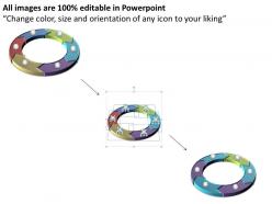 Ring shaped arrows colorful split up into 6 divisions powerpoint diagram templates graphics 712