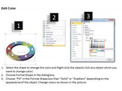 Ring shaped arrows colorful split up into 6 divisions powerpoint diagram templates graphics 712
