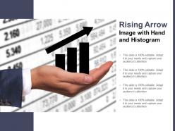 Rising arrow image with hand and histogram