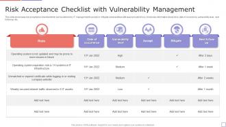 Risk Acceptance Checklist With Vulnerability Management