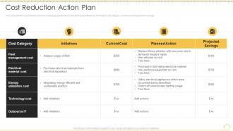 Risk analysis techniques cost reduction action plan ppt slides icons