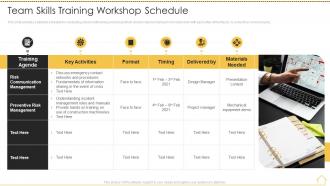 Risk analysis techniques team skills training workshop schedule