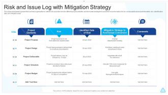 Risk And Issue Log With Mitigation Strategy
