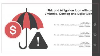 Risk And Mitigation Icon With An Umbrella Caution And Dollar Sign