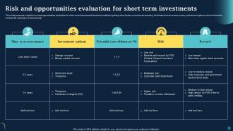 Risk And Opportunities Evaluation For Short Term Investments