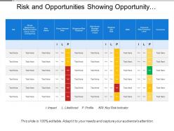 Risk and opportunities showing opportunity risk description with risk treatment
