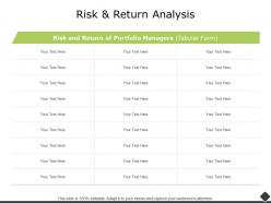 Risk and return analysis portfolio managers powerpoint presentation show