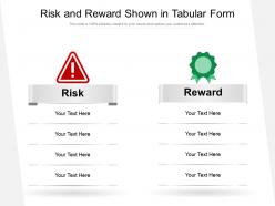 Risk and reward shown in tabular form