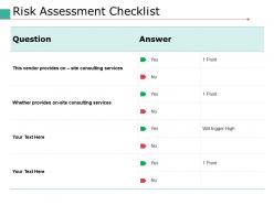 Risk assessment checklist ppt pictures skills