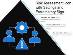 Risk assessment icon with settings and exclamatory sign