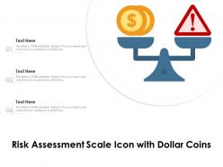 Risk assessment scale icon with dollar coins