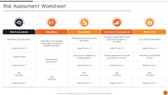 Risk Assessment Worksheet Iso 27001certification Process Ppt Styles Background Images