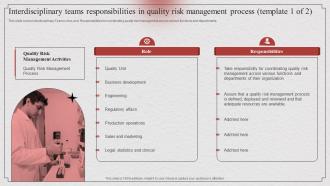 Risk Based Approach Interdisciplinary Teams Responsibilities In Quality Risk Management Process
