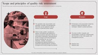 Risk Based Approach Scope And Principles Of Quality Risk Assessment Ppt Professional Display