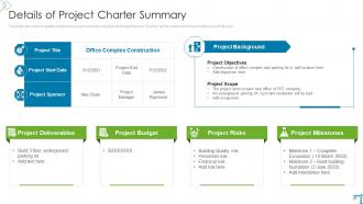 Risk Evaluation And Mitigation Plan For Commercial Property Details Of Project Charter Summary