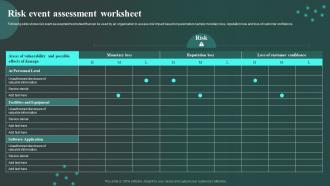 Risk Event Assessment Worksheet Workplace Innovation And Technological