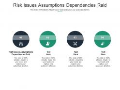 Risk issues assumptions dependencies raid ppt powerpoint presentation infographics skills cpb