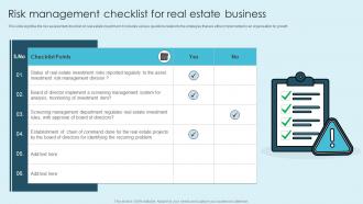 Risk Management Checklist For Real Estate Business