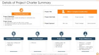 Risk Management Commercial Development Project Details Of Project Charter Summary